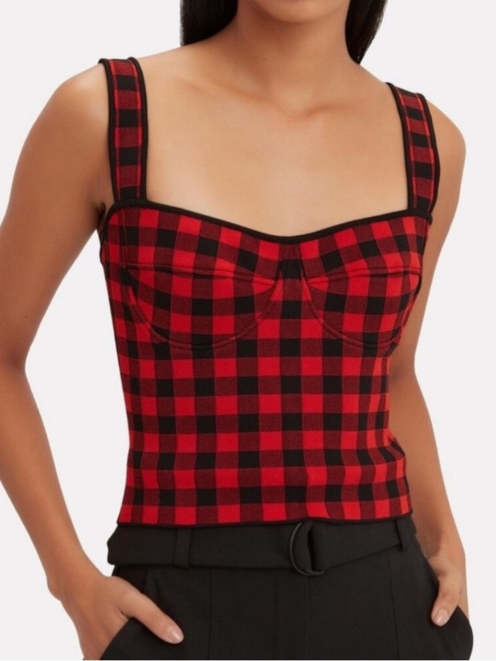 Ronny Kobo Plaid Corset Top Size S